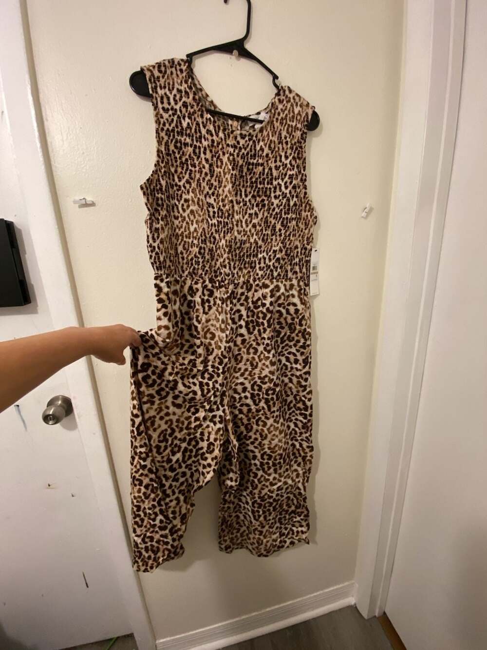 Calvin Klein Smocked Leopard Jumpsuit Size 12